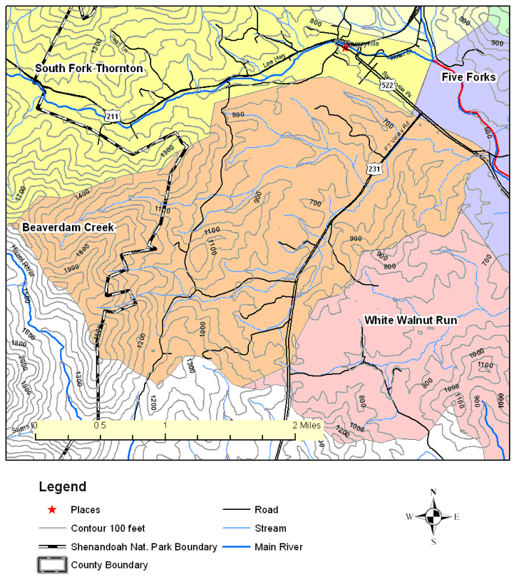 Beaverdam Creek, Topographic Map